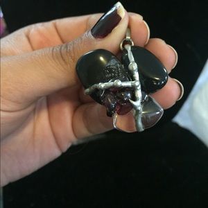 Onyx, quartz and garnet pendant